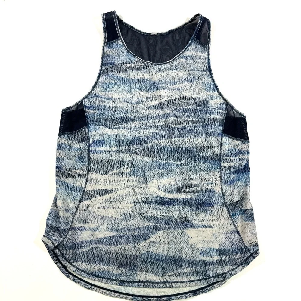Lululemon Sculpt Tank II Mesh Scape Multi True Navy Blue Sleeveless